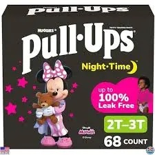 Pull-Ups Girls  Night-Time Training Pants  2T-3T  68 Ct 