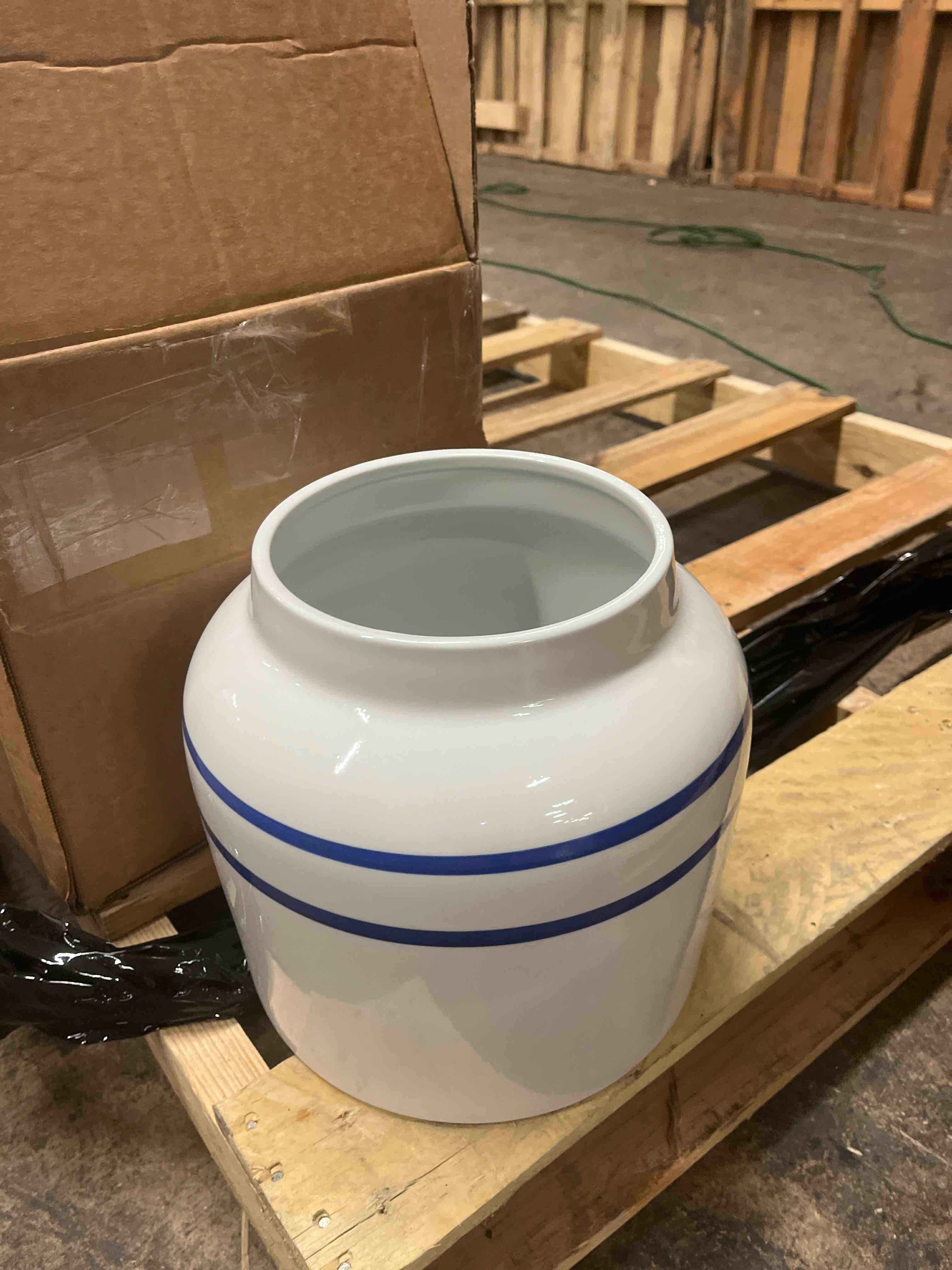 Condition photo showing New/Like New for New Wave Enviro Porcelain Water Dispenser, Classic Blue Stripe