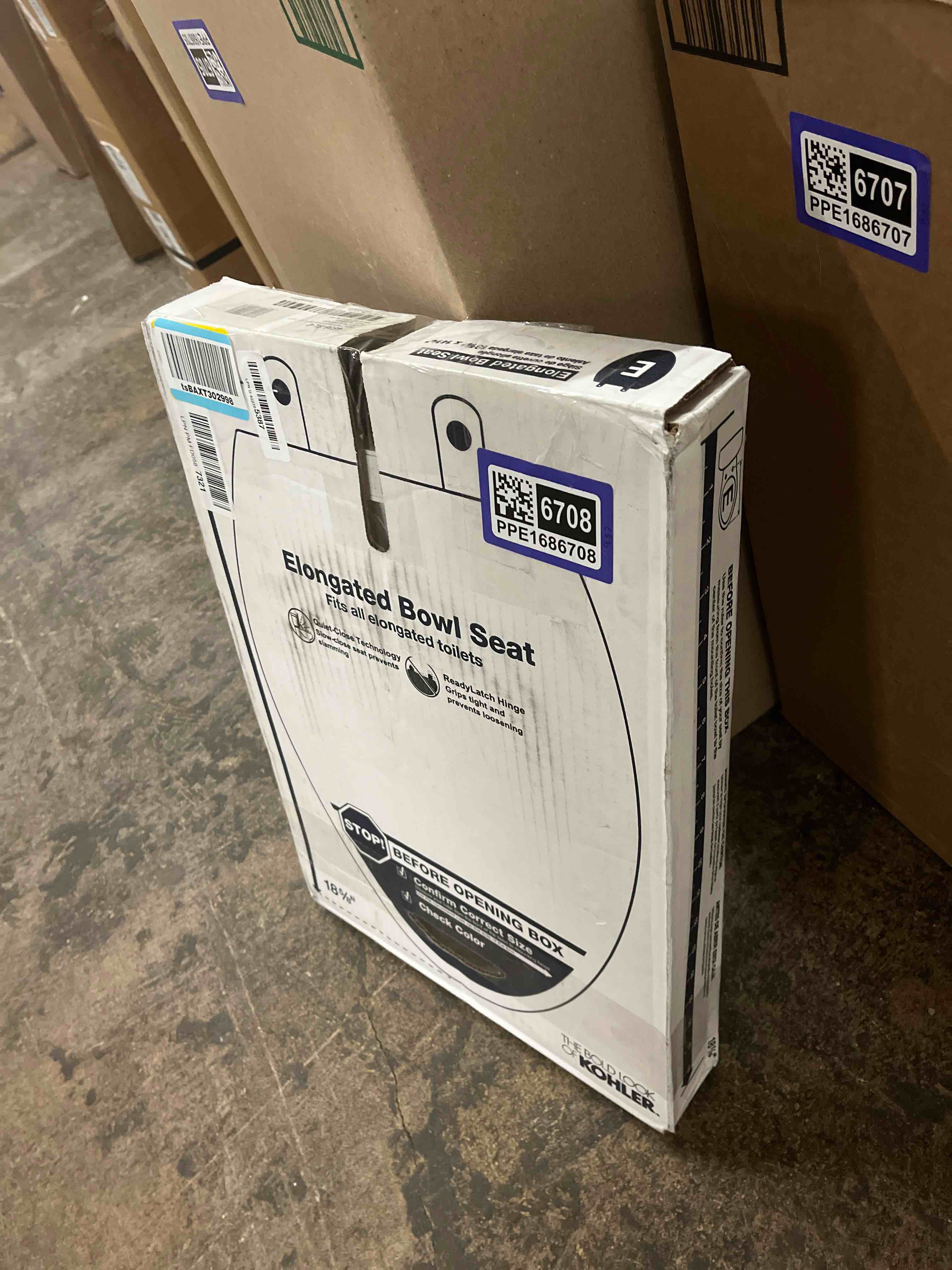 Condition photo showing New/Like New for Kohler K-4636-Rl Cachet Elongated Closed-Front Toilet Seat - White