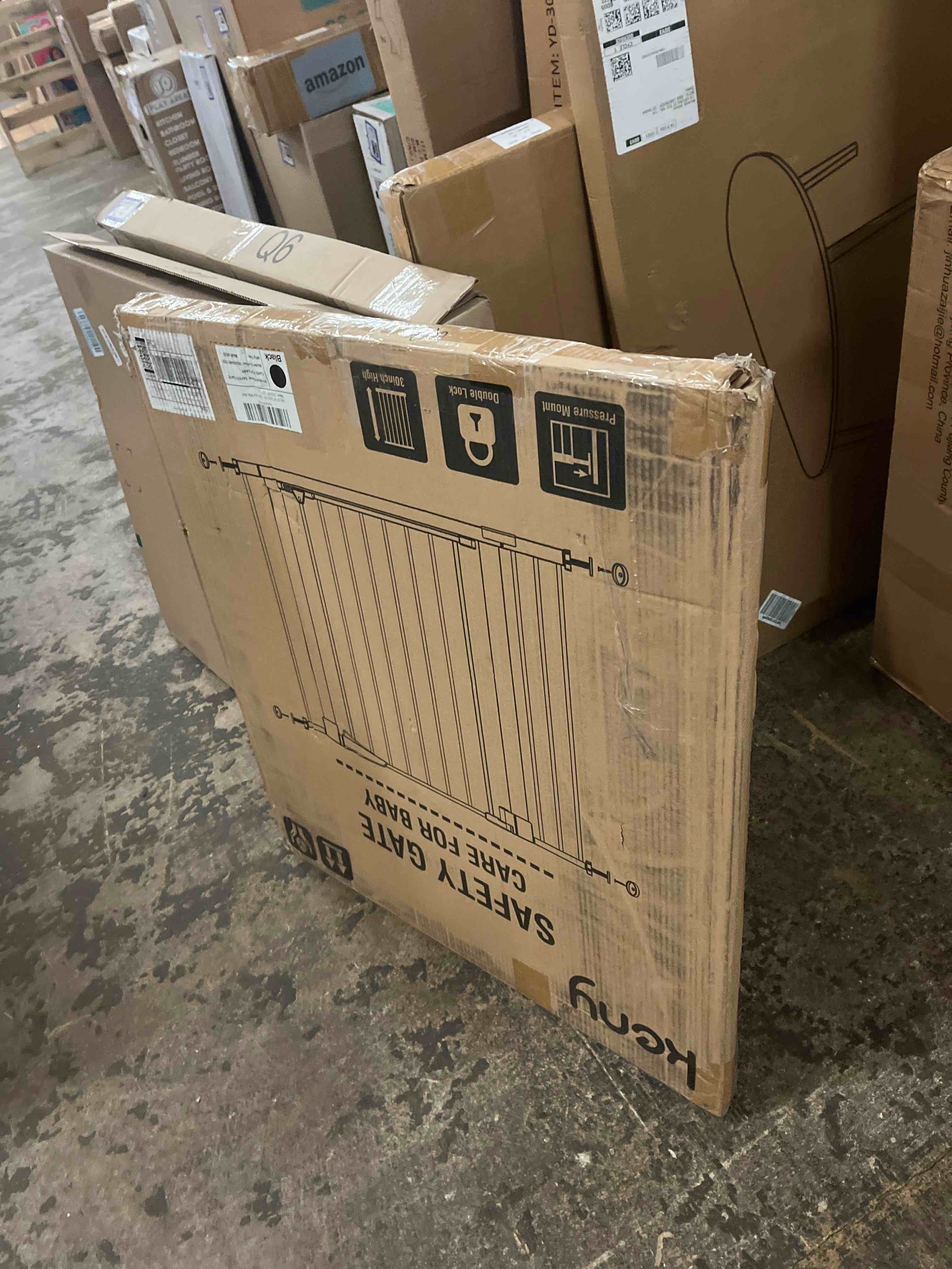 Condition photo showing New/Like New for keny 29.7"-46" Baby Gate for Stairs, Auto Close Dog Gates for Doorways, Pressured Mounted No Drilling Pet Gate Extra Wide, One-Hand Opening Dual Lock Stair Gate, Indoor Kids Necessities, Black