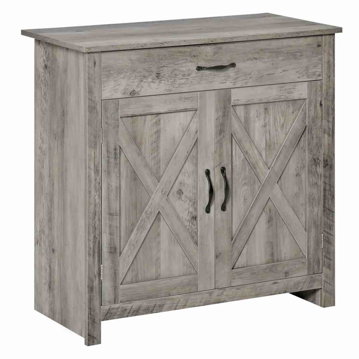 Cloquet 31.5" Farmhouse Barn Door Sideboard Buffet Storage Cabinet Coffee Bar 