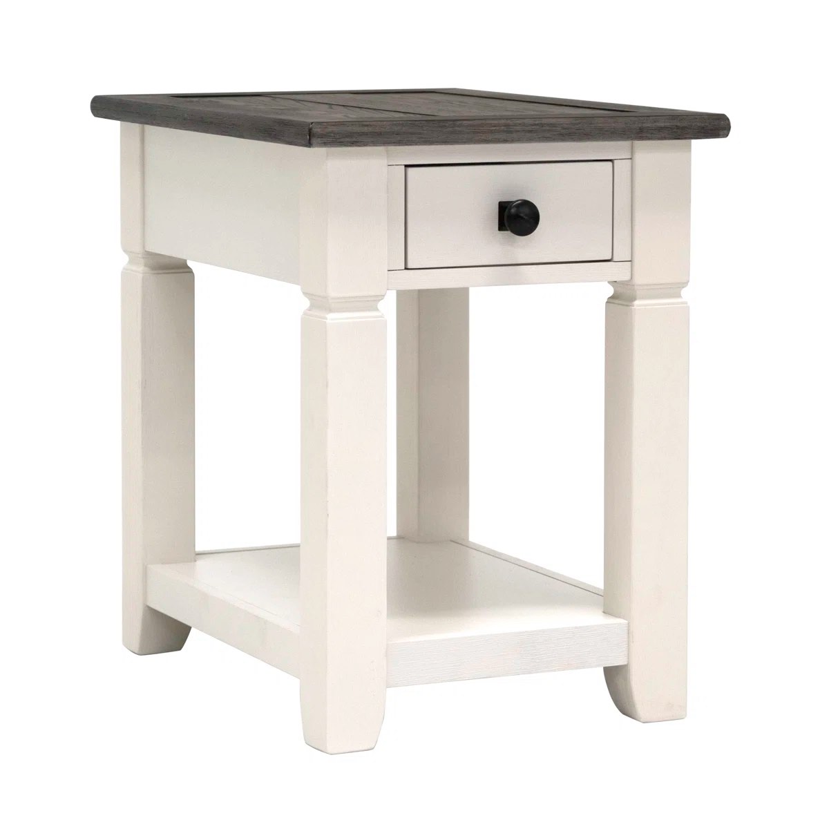Solid Wood End Table With Drawer And USB