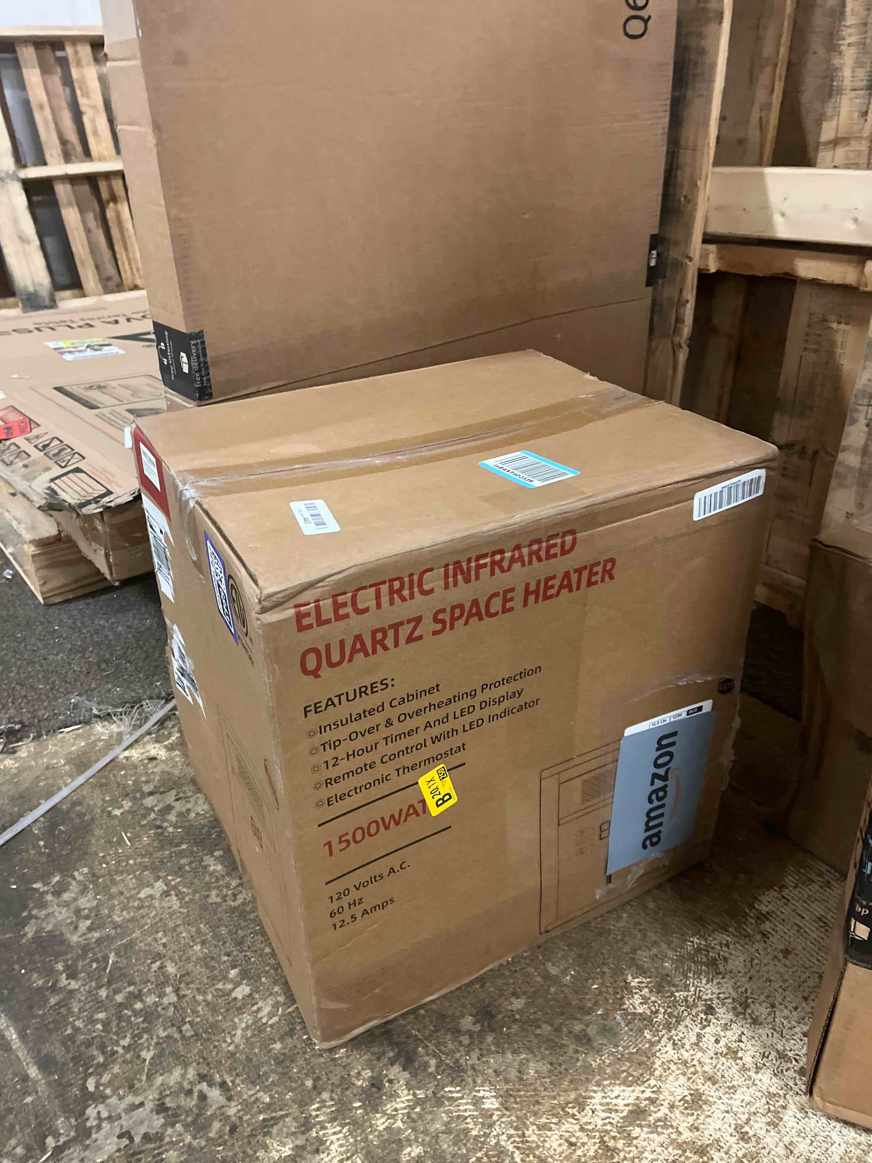 Condition photo showing New/Like New for Space Heater 1500W Energy Efficient Infrared Heater for Quick and Even Heating in Large Spaces with Adjustable Thermostat, Overheat Protection,Wood
