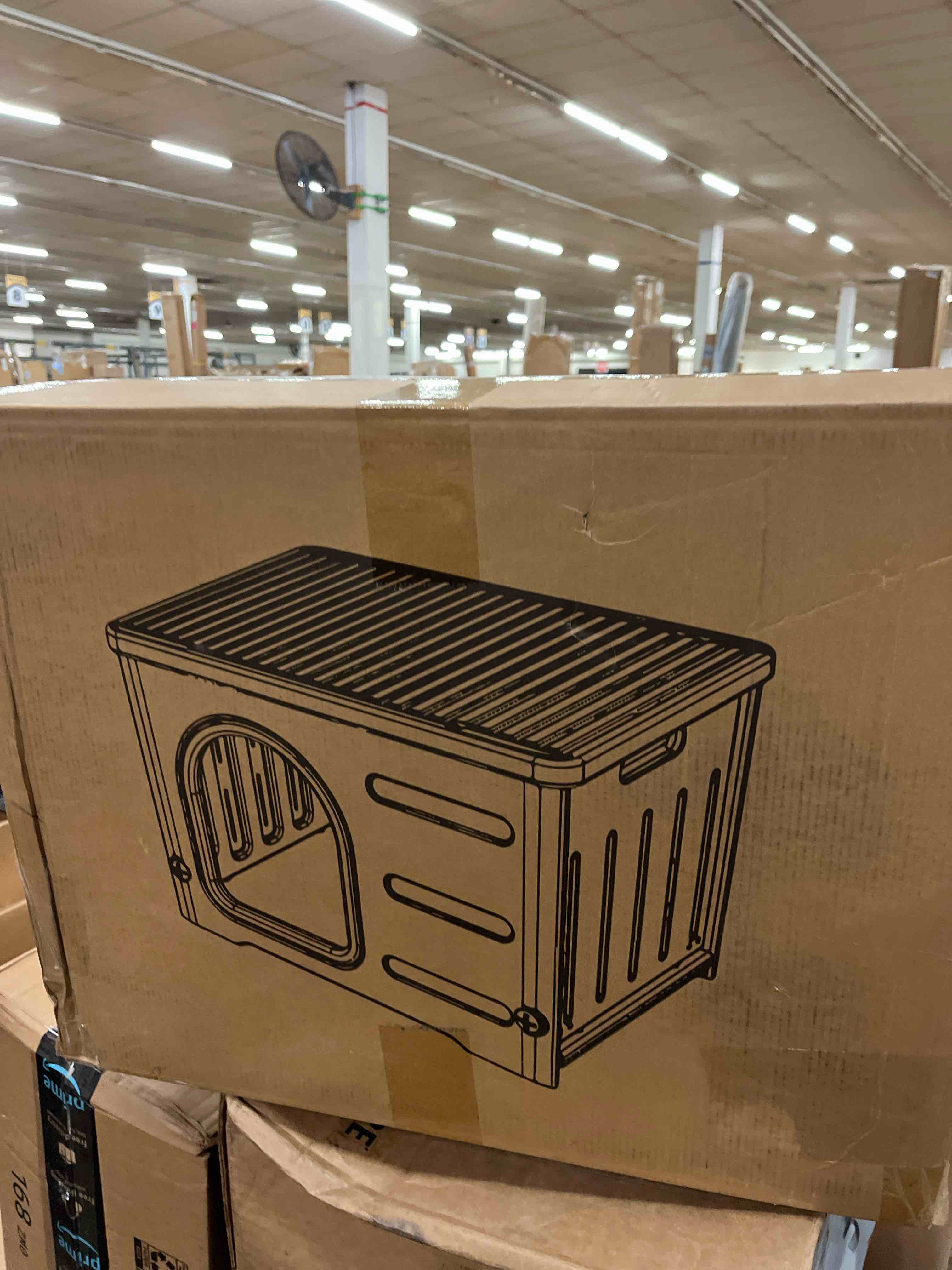 Condition photo showing New/Like New for Waterproof Cat House for Outdoor Cats, Plastic Feral Cat House with Escape Door and Soft Mat, Large Indoor Cat Shelter for Mutiple Cats - Grey