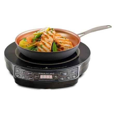 Condition photo showing New/Like New for NuWave Precision Induction Cooktop Gold with 10.5 Inch Ceramic Fry Pan