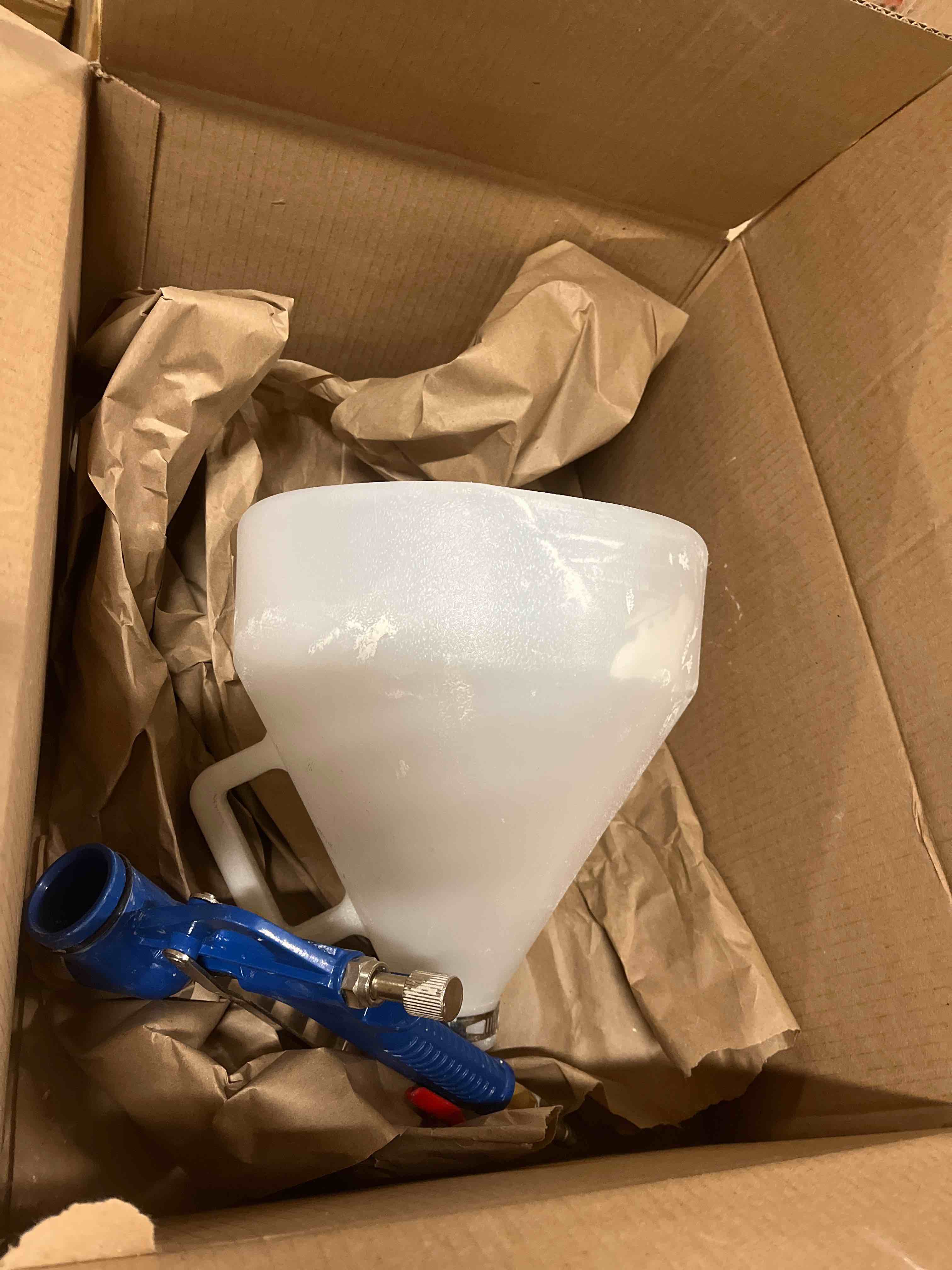 Condition photo showing As Is for Texture Drywall Sprayer,Air Hopper Spray Paint Guns with 1.5 Gallon Hopper, Includes 3 Nozzles (4.0mm/6.0mm/8.0mm), Air Texture Gun for Walls,Ceiling,Stucco Mud,Knockdow, Orange Peel