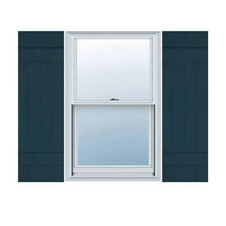 14 in. W x 63 in. H Vinyl Exterior Joined Board and Batten Shutters Pair in Midnight Blue