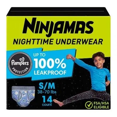 pampers ninjamas nighttime bedwetting underwear boy - size 7 - 88ct