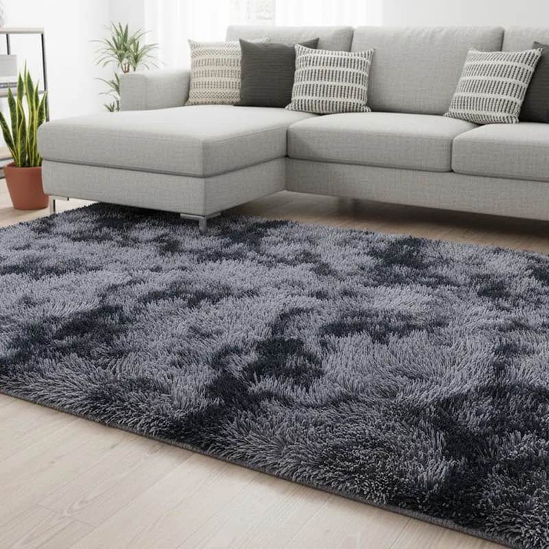 Dark gray shag area rug plush carpet (8 x 10)