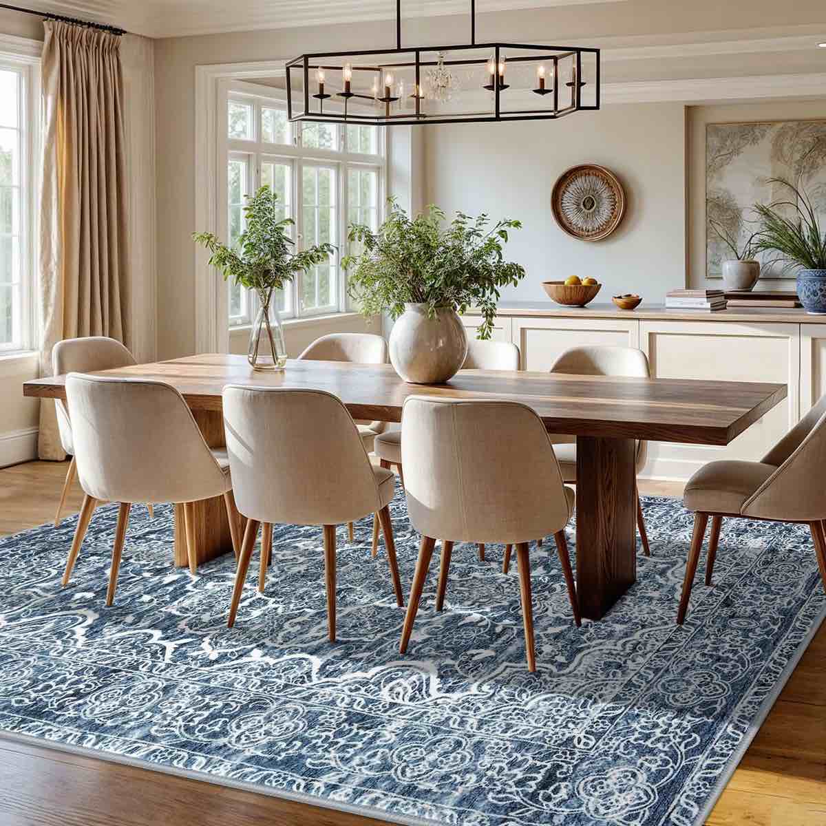 area rug machine washable rugs with rubber backing for living room (8' x 10')