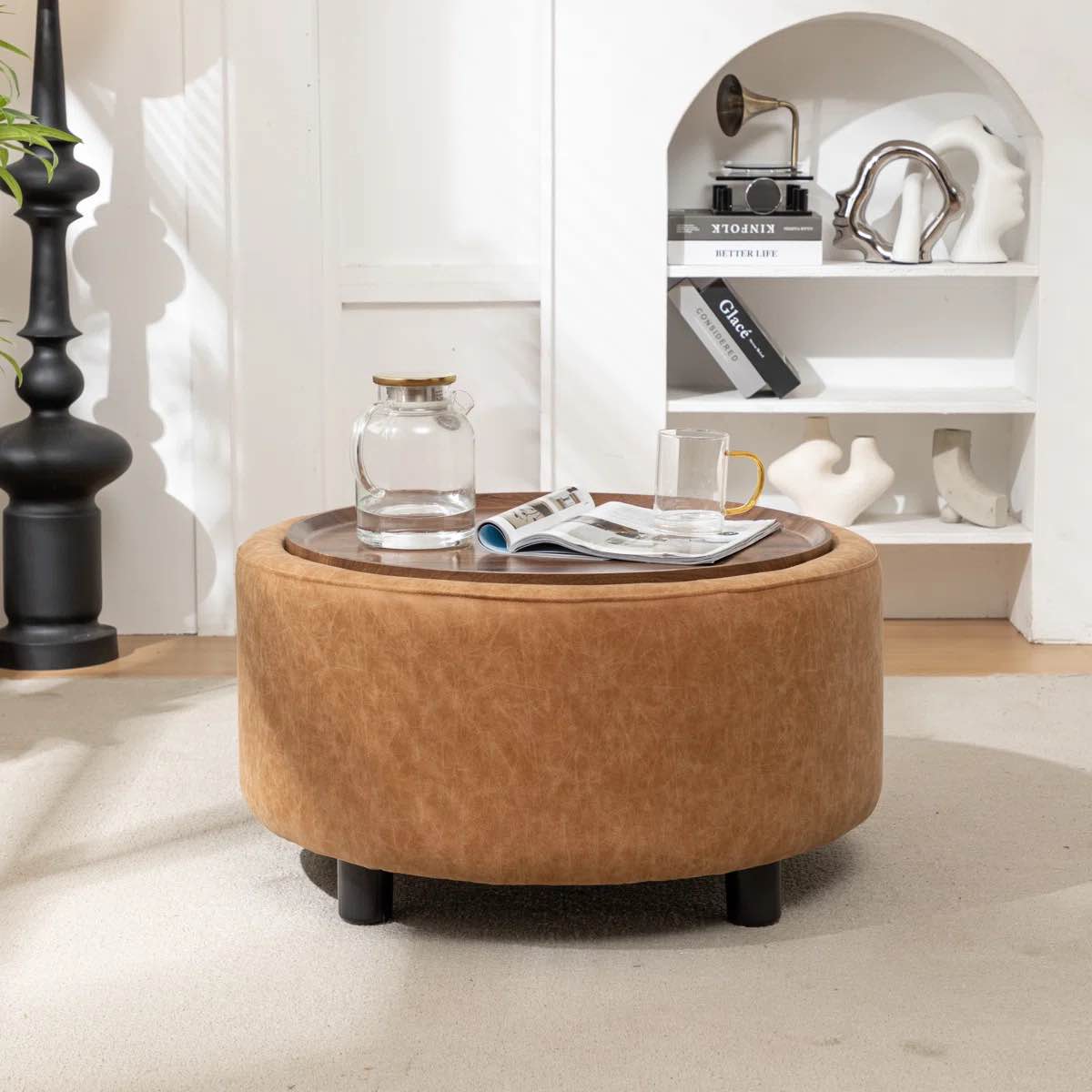 Eniyah Round Cocktail Ottoman with Storage