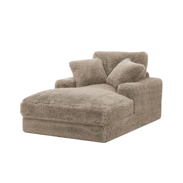 Bredwardine Faux Fur Upholstered Chaise (LIGHT BEIGE/TAN)