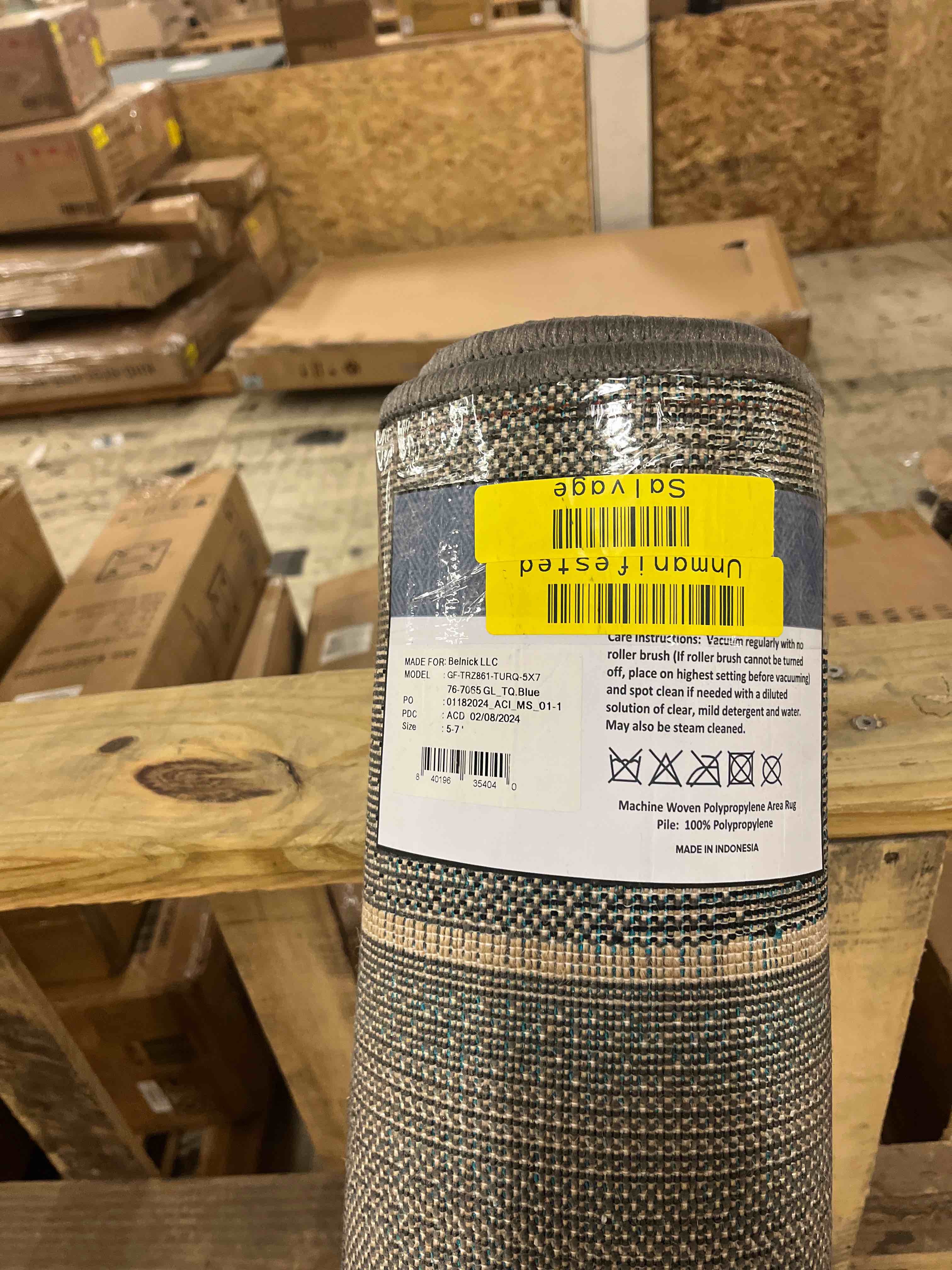 Condition photo showing New/Like New for masada rugs modern contemporary area rug turquoise grey black (5 feet x 7 feet)