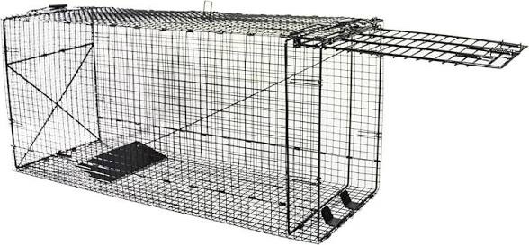 humane way folding 50 inch live humane animal trap - safe traps for all animals - dogs, raccoons, cats, groundhogs, opossums, coyote, bobcat - 50"x20"x26"