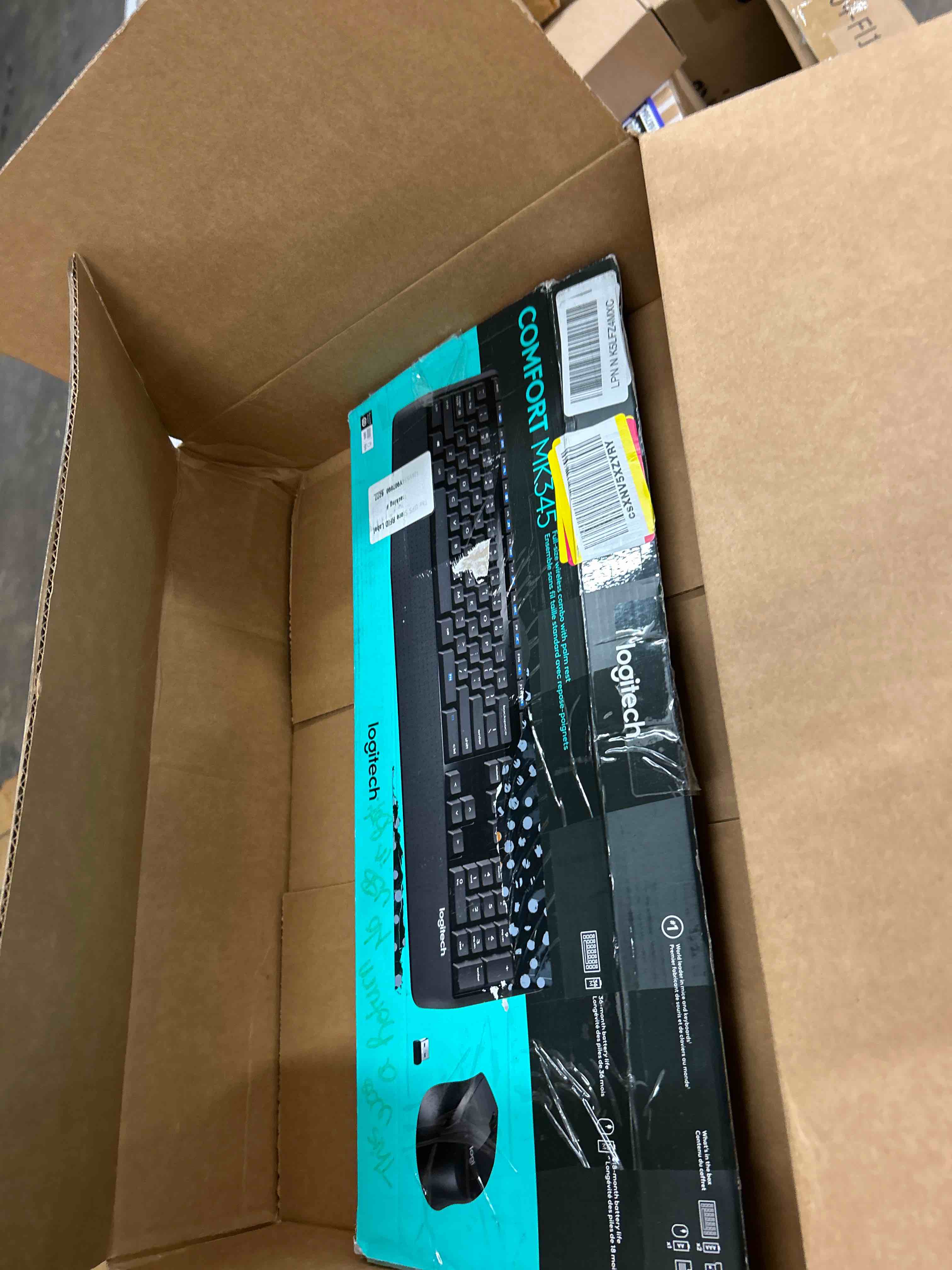 Condition photo showing New/Like New for logitech mk270 wireless keyboard and mouse combo for windows, 2.4 ghz wireless, compact mouse, 8 multimedia and shortcut keys, 2-year battery life, for pc, laptop - black