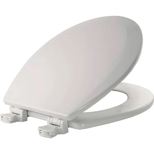 Mayfair Cassel Slow Close Toilet Seat, Easy Clean, Non Slip Premium Wood Seat, Easy Install, Made in USA, Round, White