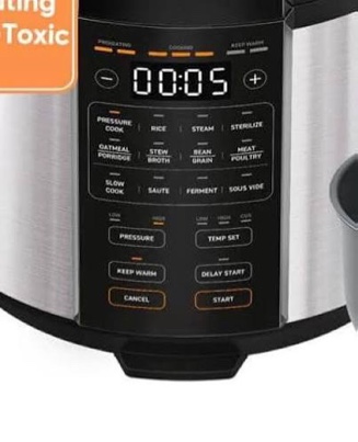 Condition photo showing New/Like New for cosori pressure cooker 6qt, stainless steel, 9-in-1 multi cooker, 12 safety features, ceramic inner pot, rice, slow cook, sous vide, saute, 1100w