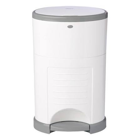 diaper dekor mini hands-free diaper pail | easiest to use | just step – drop – done | doesn’t absorb odors | most economical refill system | 70% recycled materials | eko white