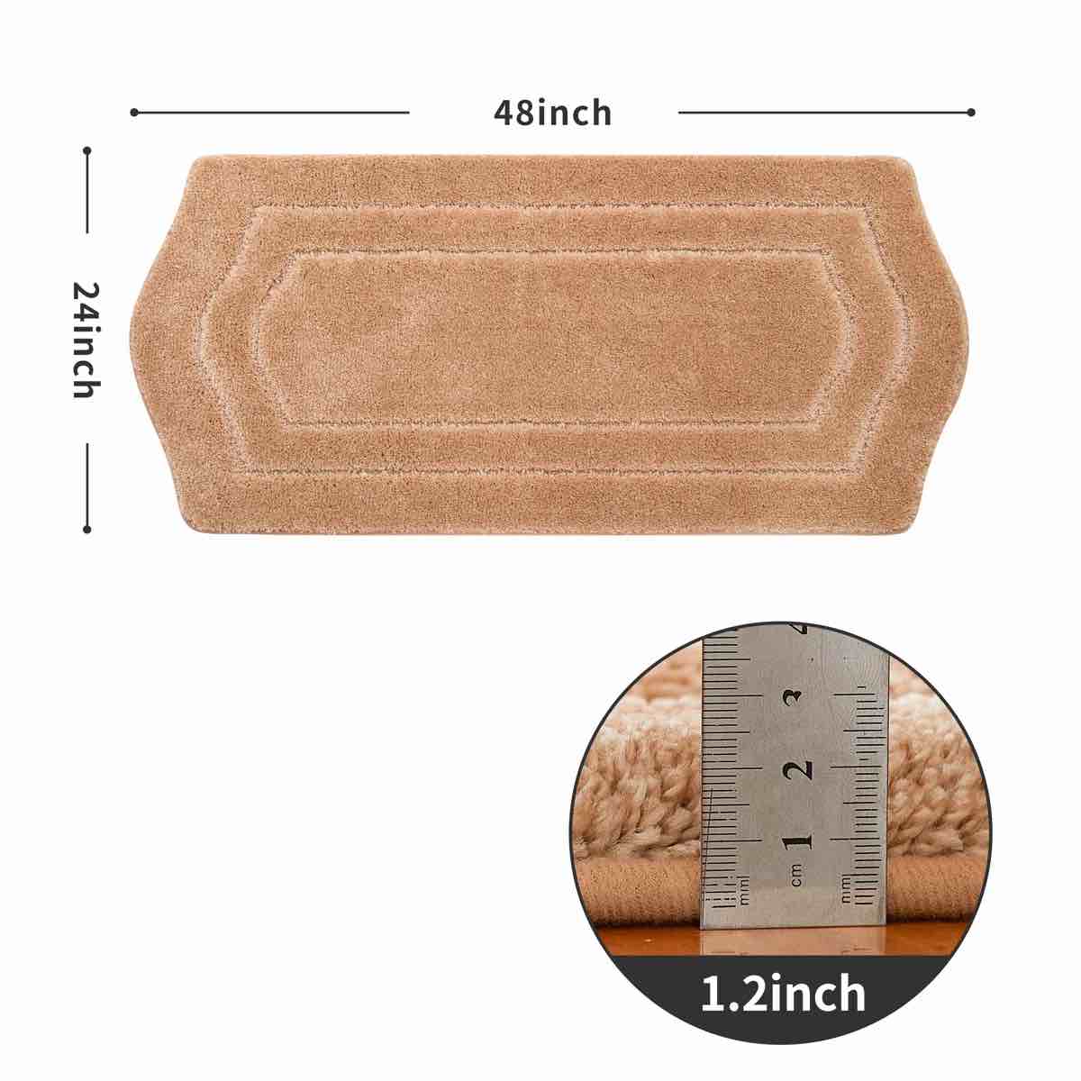 Condition photo showing New/Like New for shilynn non-slip bath rug – soft absorbent polyester, skid-resistant backing, machine washable (24” x 48”)