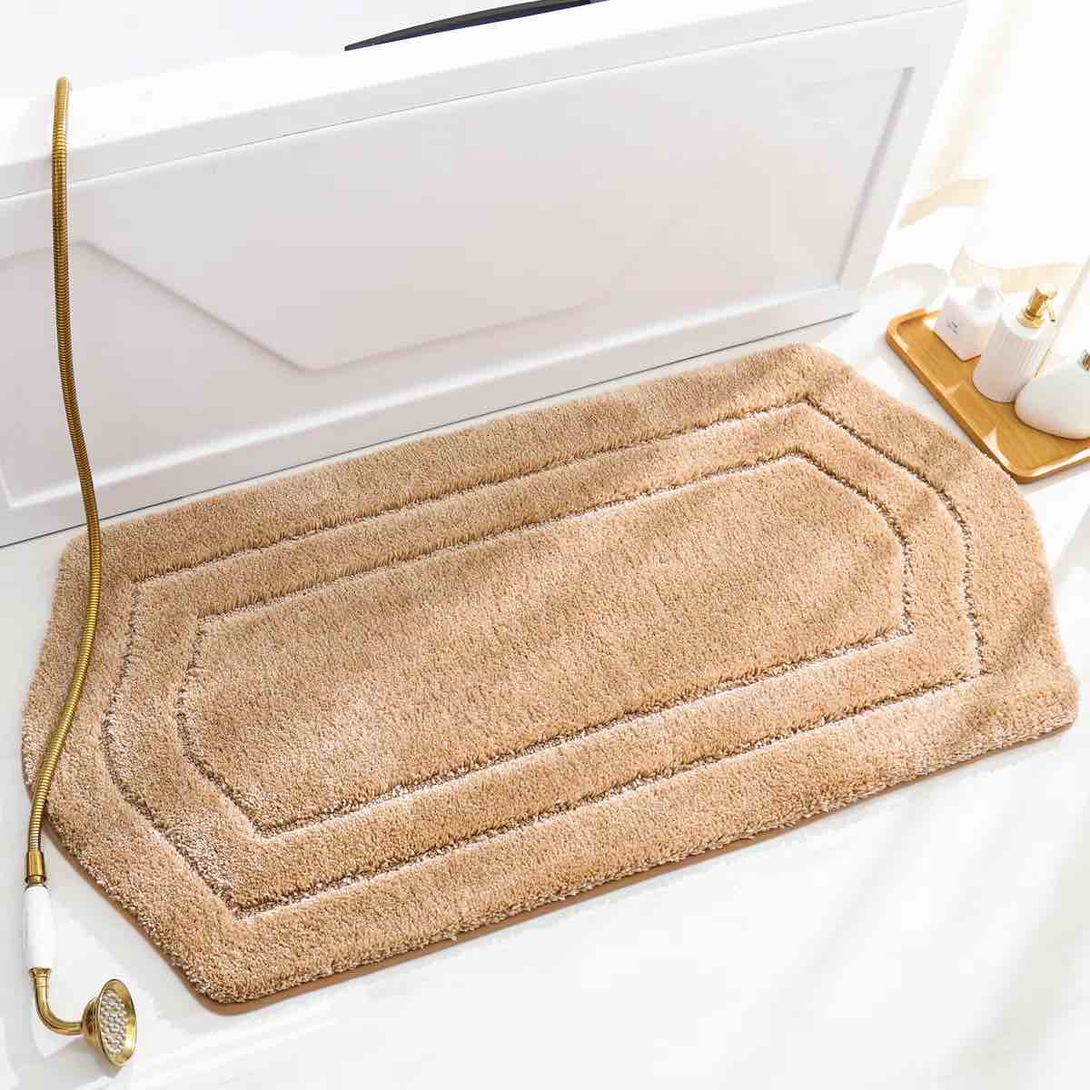 shilynn non-slip bath rug – soft absorbent polyester, skid-resistant backing, machine washable (24” x 48”)