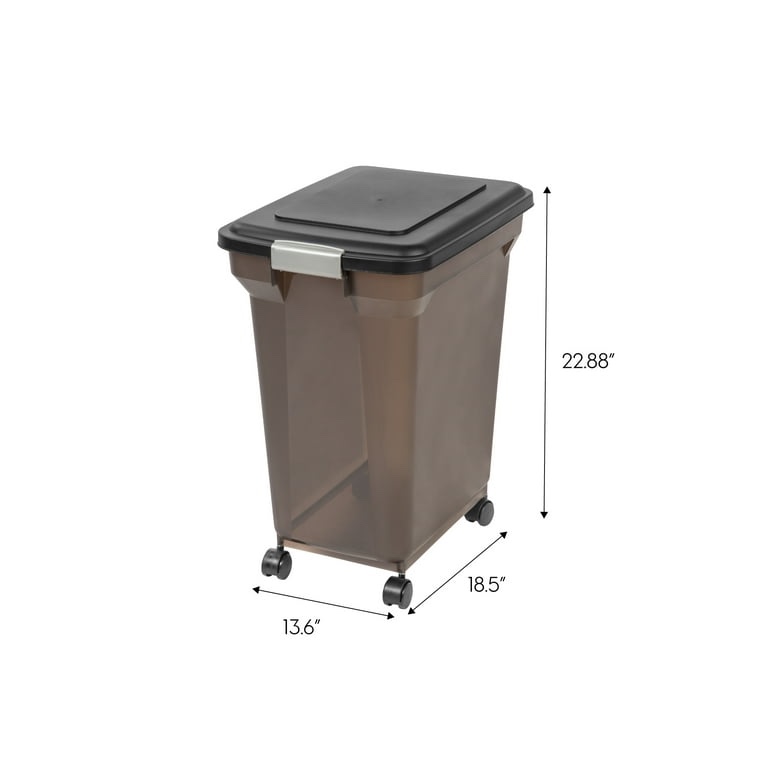 Condition photo showing Good Condition for iris usa weatherpro airtight dog food storage container, up to 42 lbs, attachable wheels, for dog cat bird and other pet food storage bin, keep fresh, easy mobility, bpa free, smoke/black
