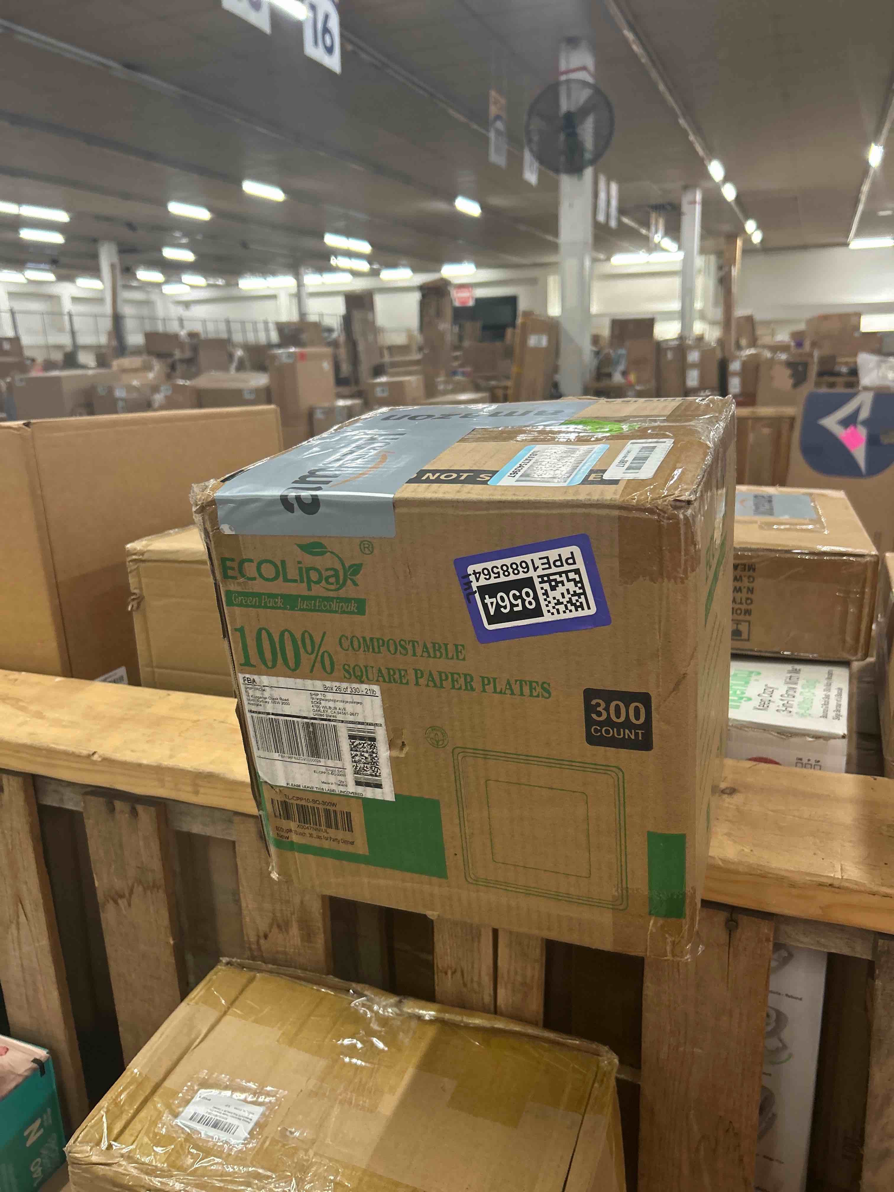 Condition photo showing New/Like New for ecolipak 10 inch square paper plates, 300 pack compostable heavy duty biodegradable paper plates, made from sugarcane, eco friendly white disposable plates for party, dinner