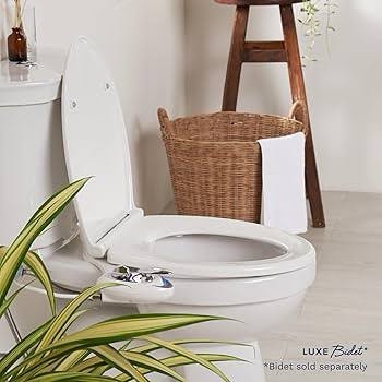 LUXE TS1008E Elongated Comfort Fit Toilet Seat with Slow Close, Quick Release Hinges, and Non-Slip Bumpers (White)