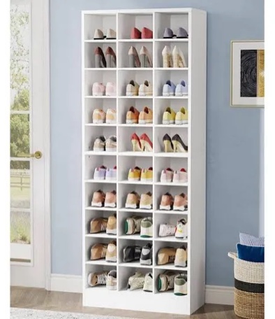 Prepac White Tall Storage Cabinet, Shoe Cabinet, Cube Storage Organizer with 40 Shoe Cubbies 13" D x 39.5" W x 72.5" H, WUSG-0011-1
