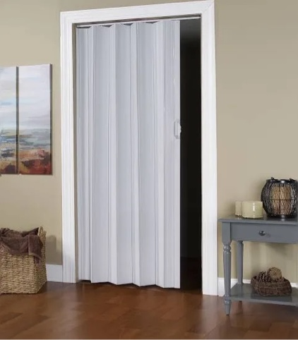 techni home studio series 48" w x 80" h pvc foldable accordion door, trimmable, flexible single layer panels, white oak - amazon.com