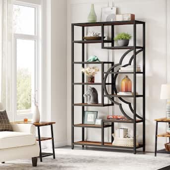 Tribesigns Brown Metal 11 -Shelf Bookcase ( 39.37-in W x 74.8-in H x 11.81-in D ) Finished
