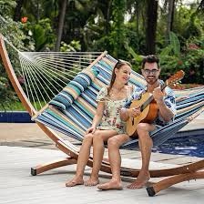 lazy daze hammocks 12 ft quilted fabric double hammock with spreader bars and detachable pillow, 450lbs weight capacity