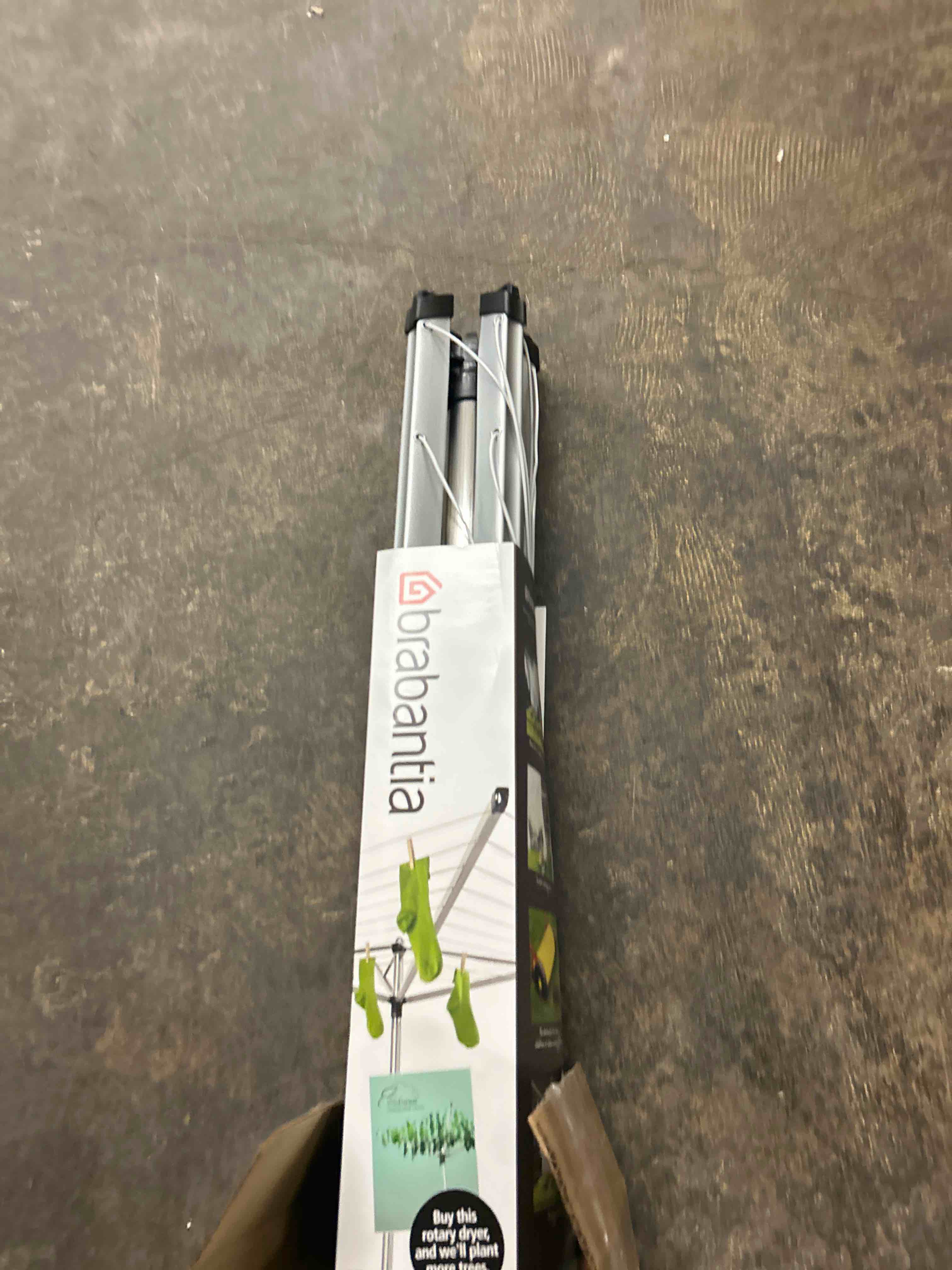Condition photo showing New/Like New for brabantia topspinner outdoor 4 arm spinning clothesline (164 ft/ø 1.8") rotating, folding clothes drying rack + concrete ground tube (gray)