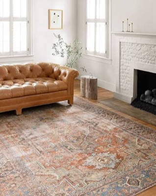 Loloi II Loren Terracotta/Sky 8'-4" x 11'-6" Area Rug