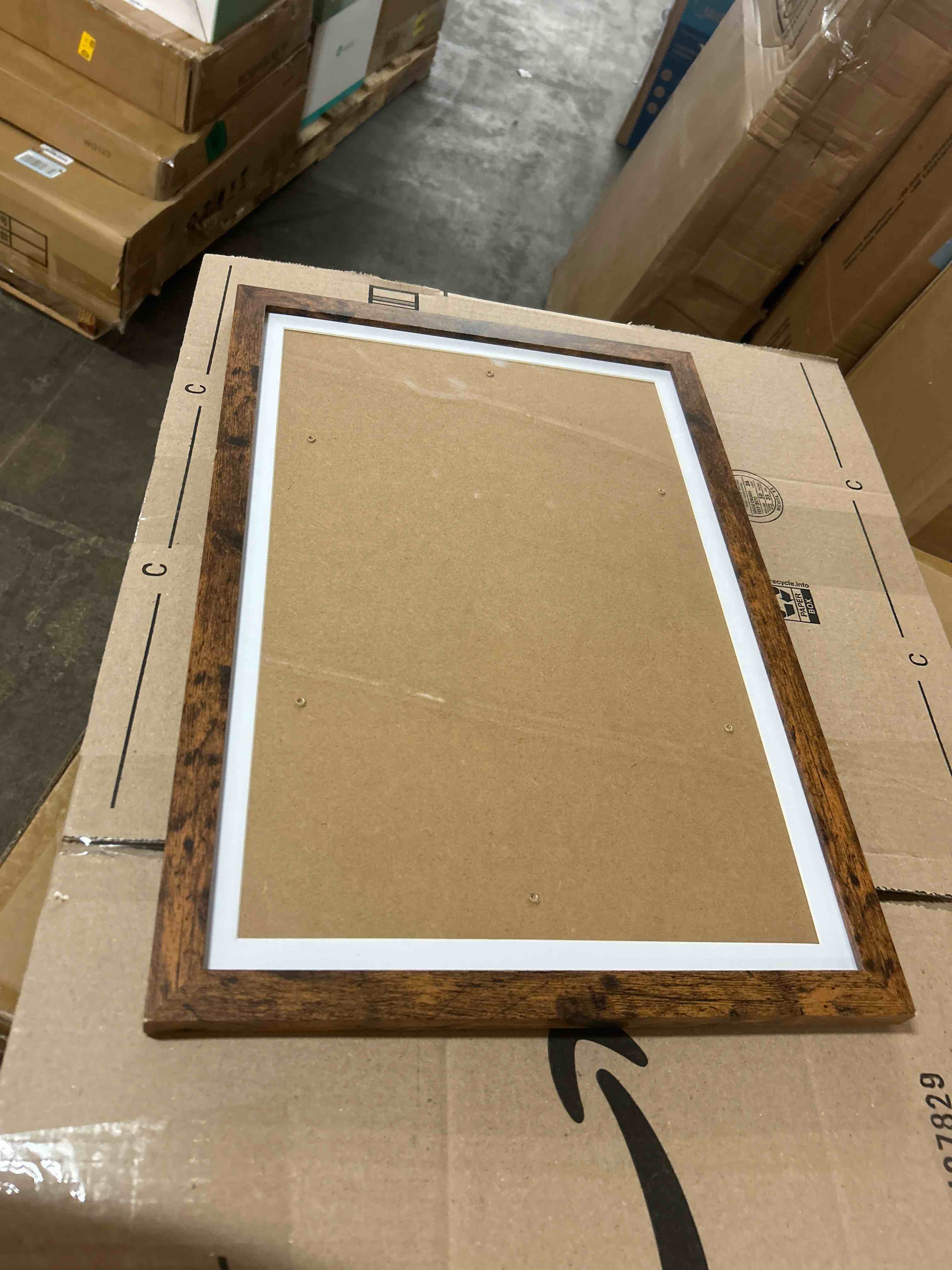 Condition photo showing New/Like New for hongkee 12x16 picture frame with glass, display picture 11x14 with mat or 12x16 without mat, 11 by 14 photo wooden frames for wall mounting (rustic brown, 1 pack)
