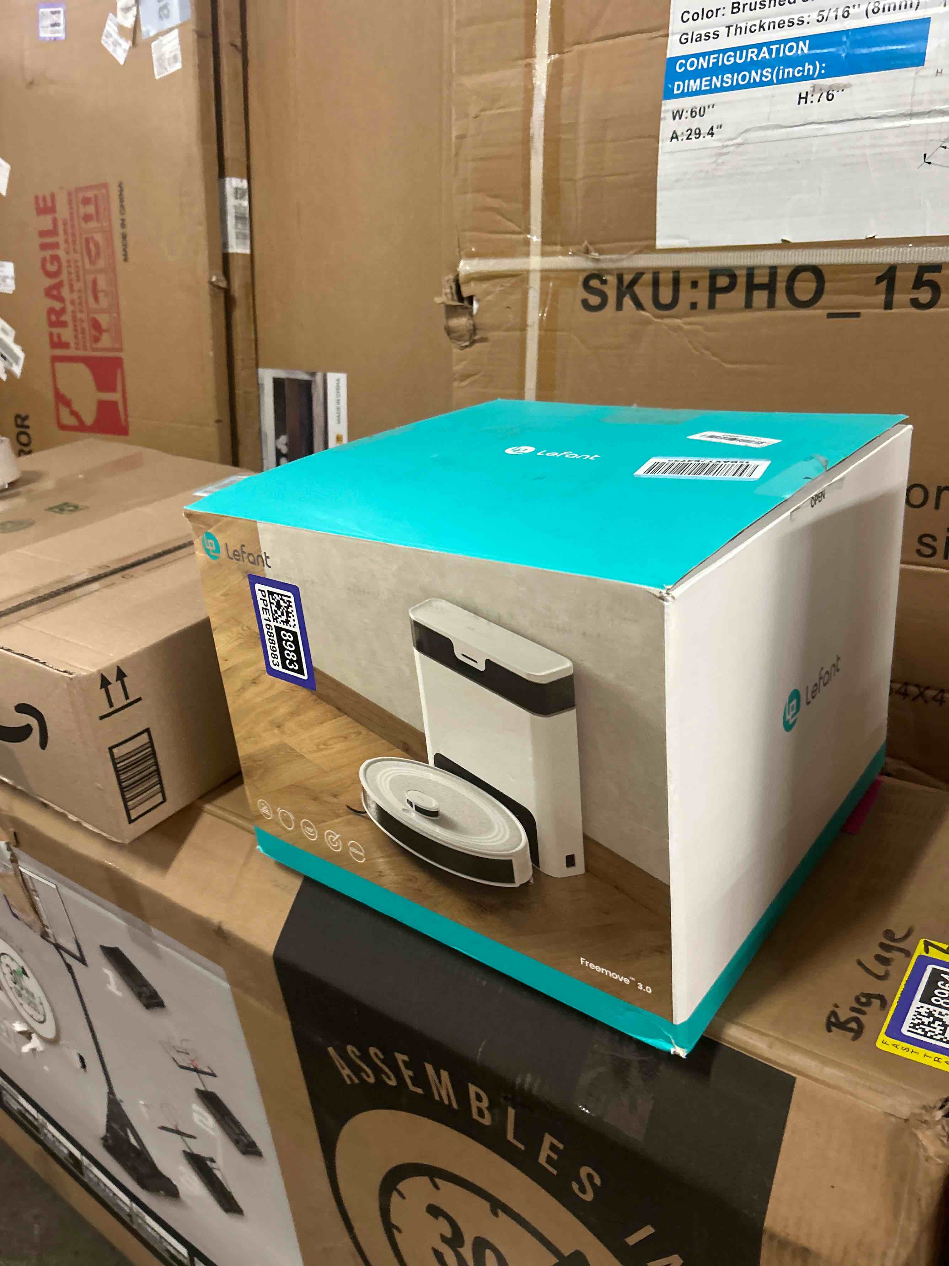 Condition photo showing New/Like New for lefant lidar robot vacuum and mop, 90-day self-emptying, 190° psd obstacle avoidance, customized cleaning, multi-floor mapping, 5500pa strong suction, 140 min runtime, wifi/alexa/app/iwatch, m2 pro