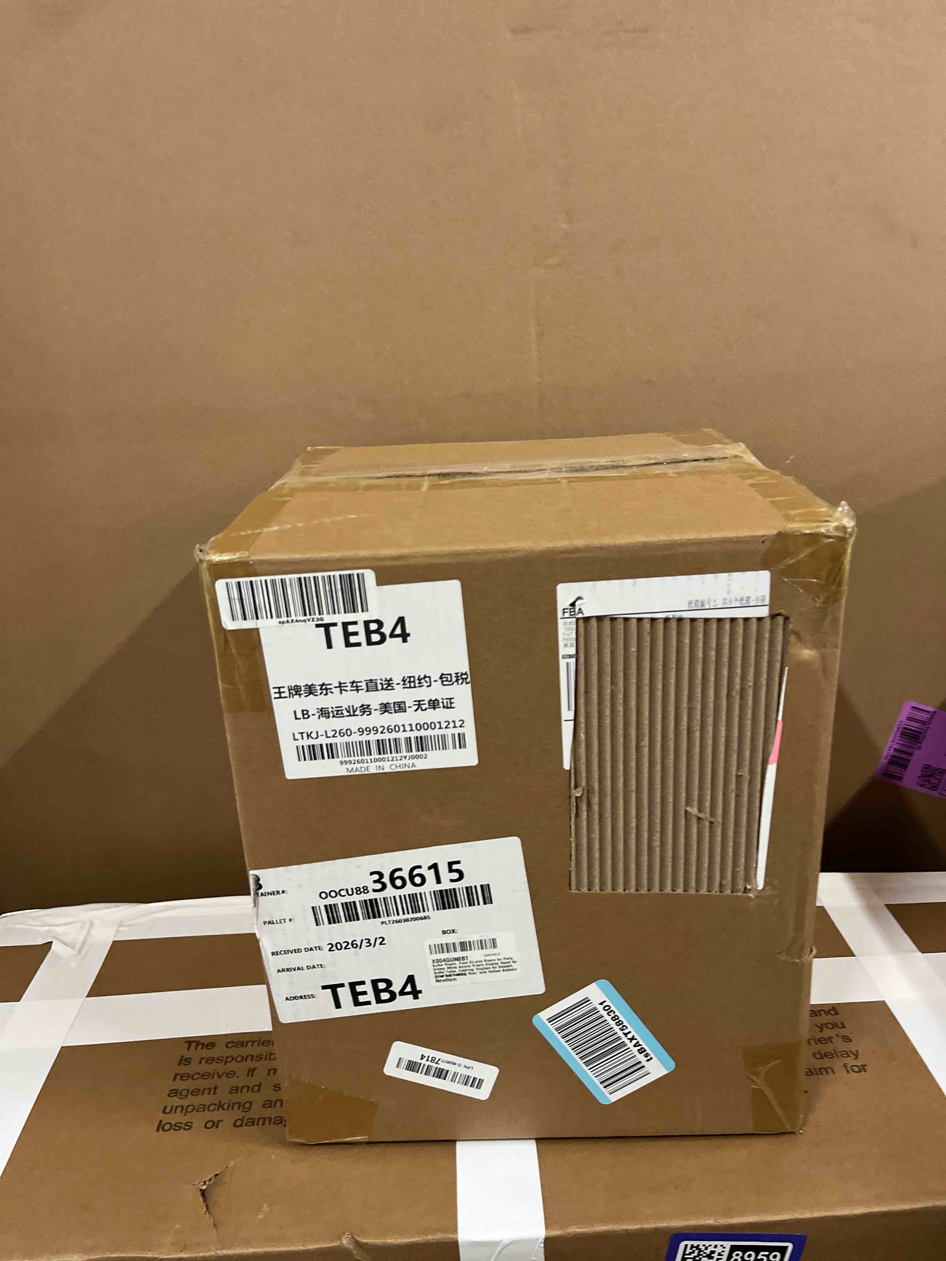 Condition photo showing New/Like New for buffet risers, food display risers for party, glossy white acrylic risers display stand for buffet table, catering displays for dessert, cube box nesting riser with hollow bottoms (8"x9"x10" 6pcs)