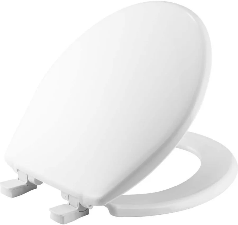 Bemis 730SLEC Slow Close Toilet Seat, Easy Clean Hinges and Durable Plastic Seat, Made in USA, Round, White