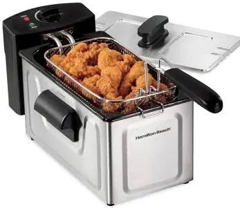 OVENTE Electric Deep Fryer 2 Liter Capacity, 1500 Watt Lid with Viewing Window and Odor Filter, Adjustable Temperature, Removable Frying Basket and Easy to Clean Stainless Steel Body, Silver FDM2201BR