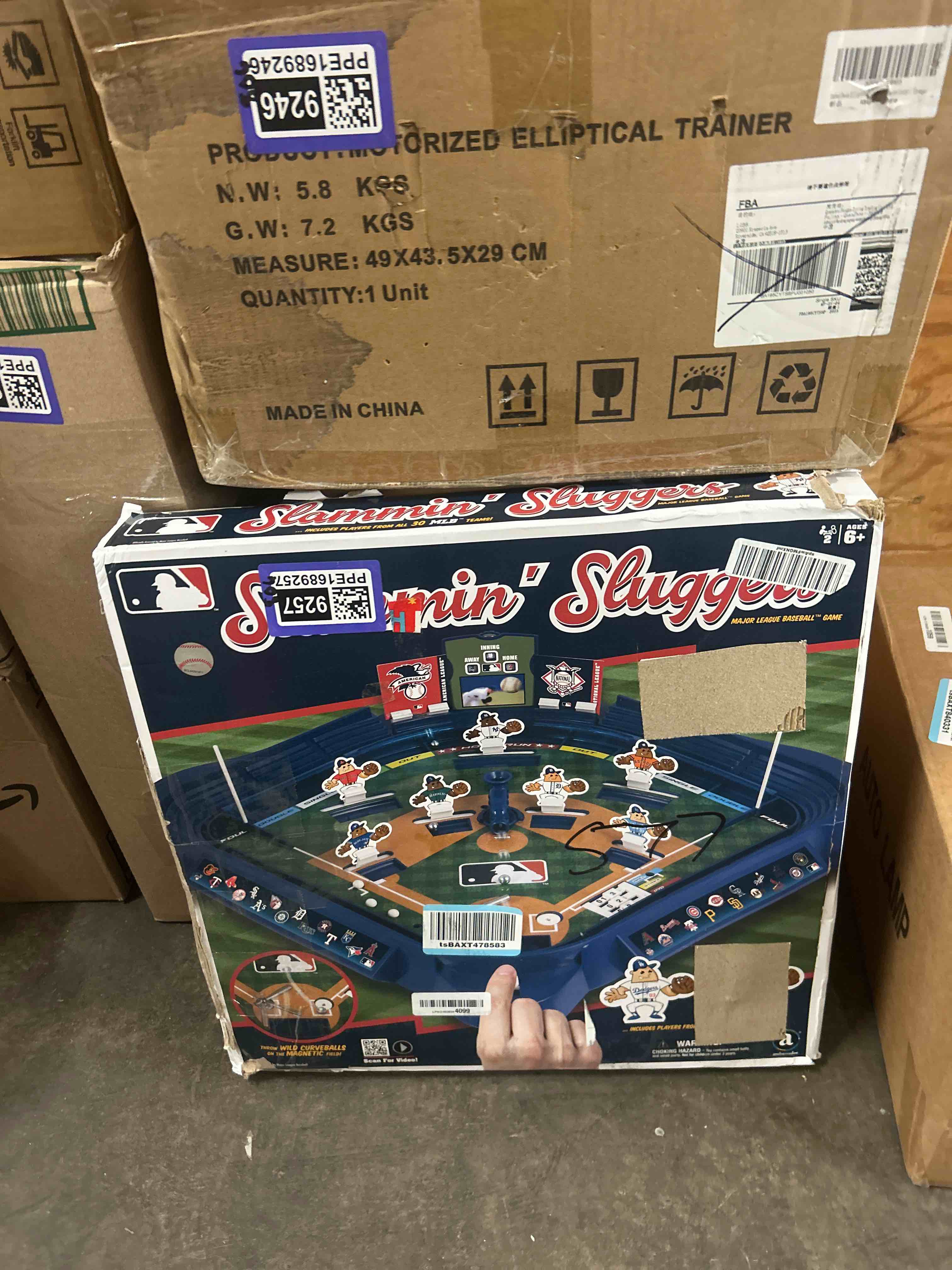 Condition photo showing New/Like New for mlb slammin' sluggers magnetic baseball tabletop game – 2-player board game with 20" x 20" field, scoreboard, stickers and manual pitching control