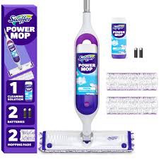 Swiffer PowerMop Multi-Surface Mop Kit for Floor Cleaning, Includes PowerMop, 2 Mopping Pad Refills, 1 Cleaning Solution with Fresh Scent and 2 Batteries
