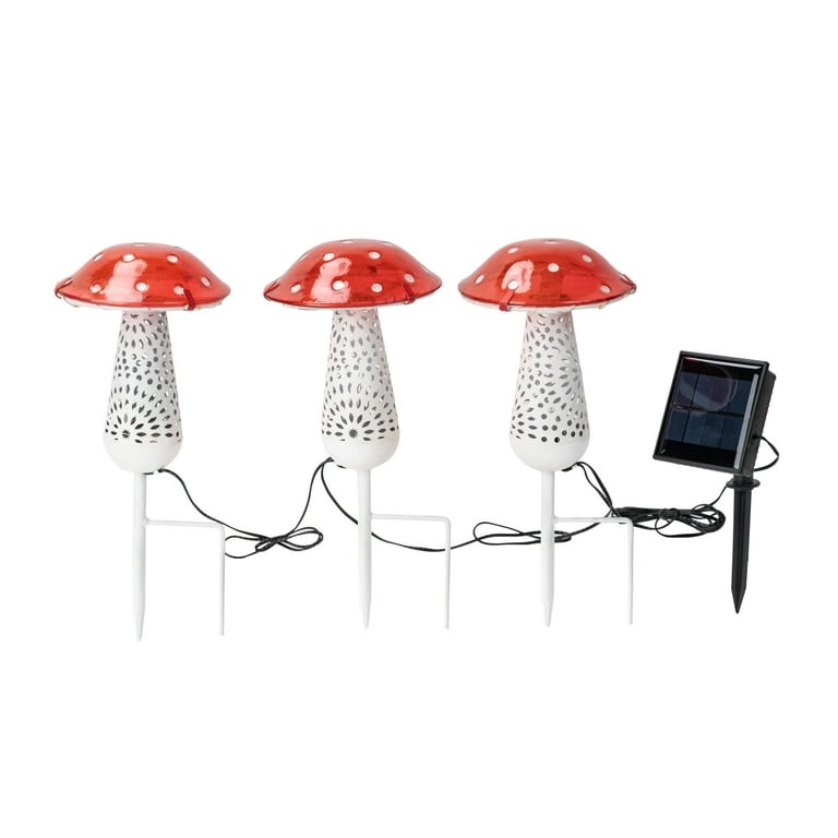 mainstays led solar mushroom garden stakes, 3-pack