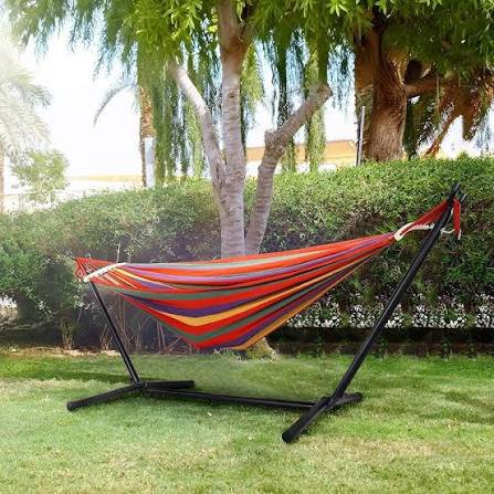 elevon heavy duty adjustable steel hammock stand, 9-foot, 450-pound capacity, weather resistant, easy to assemble