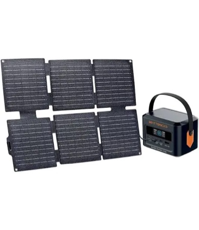 120-watt peak with 99.2whr portable power station, airline approved, usb-c 100w, solar generator power supply for home camping rv, emergency, 30-watt solar panel bundle (h100b)