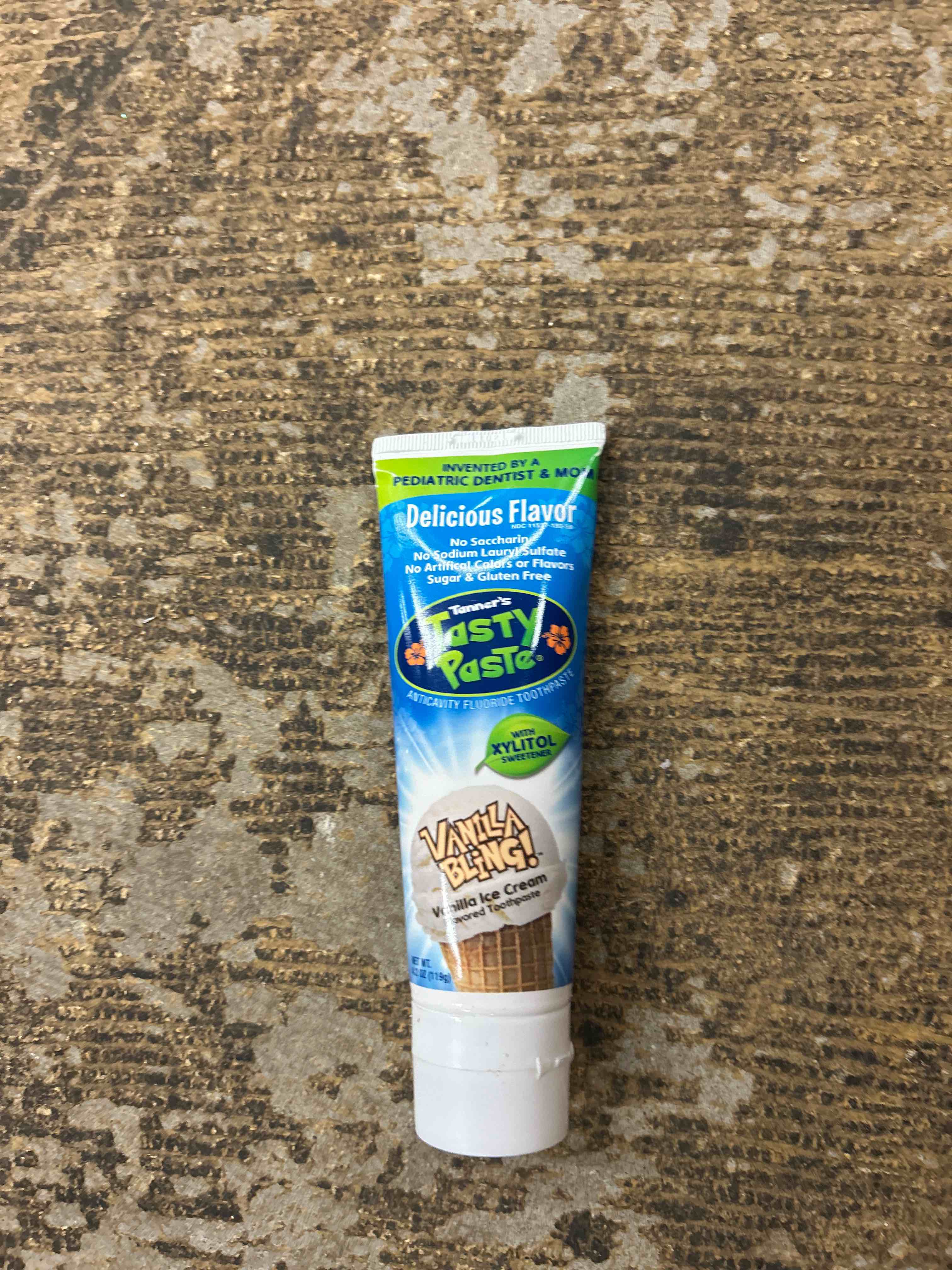 Condition photo showing New/Like New for tanner's tasty paste vanilla bling - anticavity fluoride children’s toothpaste/great tasting, safe, and effective vanilla flavored toothpaste for kids (4.2 oz.)