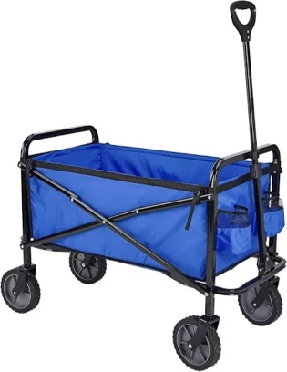 amazon basics collapsible folding outdoor utility wagon for sports, garden, camping, and shopping, large capacity, blue