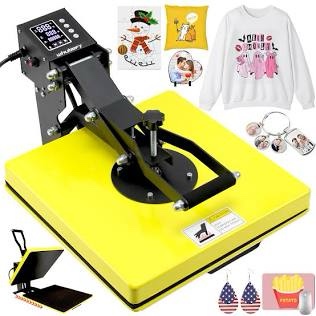 whubefy heat press machine 15x15 slide out, digital clamshell heat press machine for t shirts printer, heat up fast & even, sublimation shirt press machine for mouse pad, pillows, coasters, puzzles