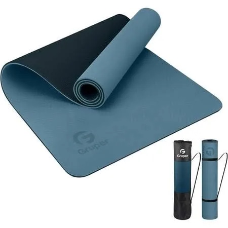 Yoga Mat Non Slip Thick 1/3'', Eco Friendly Fitness Exercise Mat with Carrying Strap,Pro Yoga Mats for Women,Workout Mats for Home, Pilates and Floor Exercises Blue/Black 