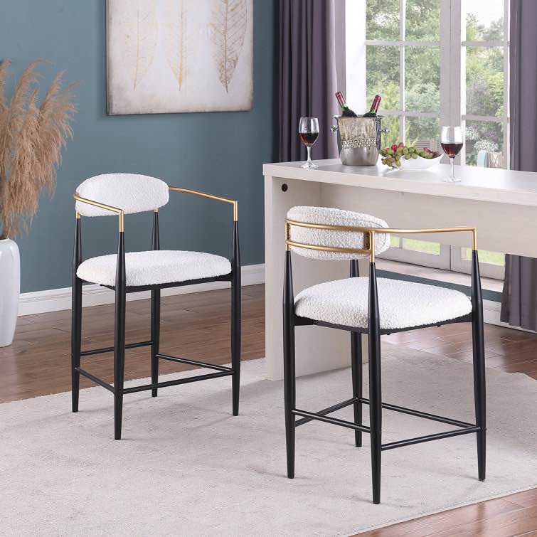 Maconay Breck Fabric And Iron 25 Inch Counter Stools (Set Of 2)
