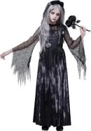 Spooktacular Creations Haunted Princess Costumes for Girls, Kids Scary Cemetery Bride Dress, Zombie Gothic Outfits with Headband for Halloween Ghost Role Playing Parties Large