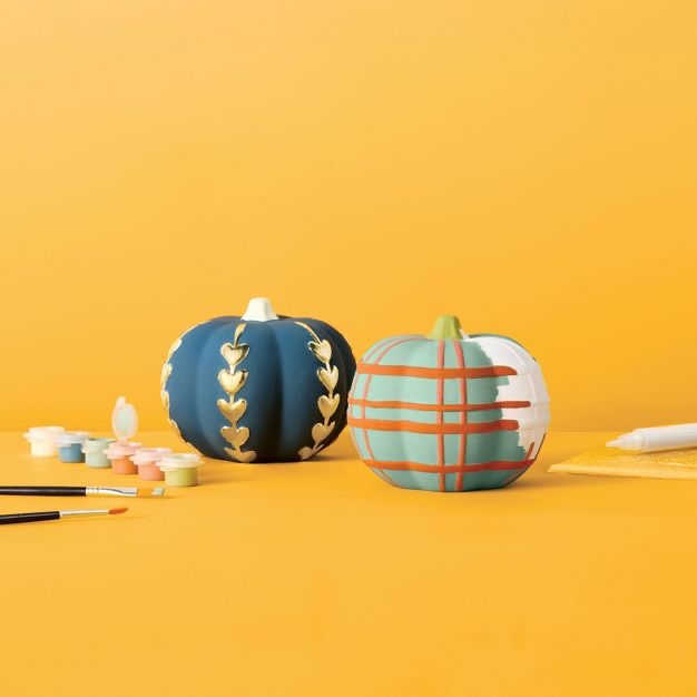 Paint-Your-Own Ceramic Pumpkin with Gold Leaf - Mondo Llama